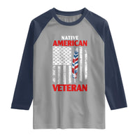 Native American Veteran USA Flag Patriotic Soldier Raglan Shirt