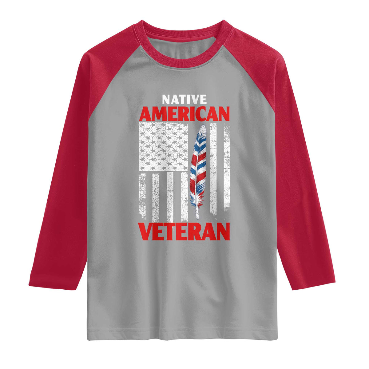 Native American Veteran USA Flag Patriotic Soldier Raglan Shirt