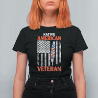 Native American Veteran USA Flag Patriotic Soldier T Shirt For Women