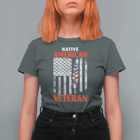 Native American Veteran USA Flag Patriotic Soldier T Shirt For Women