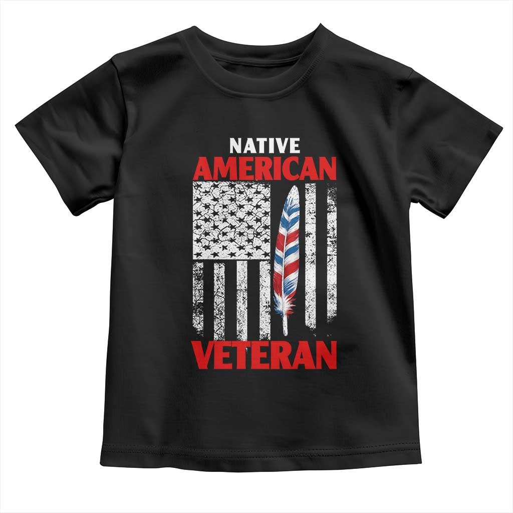 Native American Veteran USA Flag Patriotic Soldier Toddler T Shirt