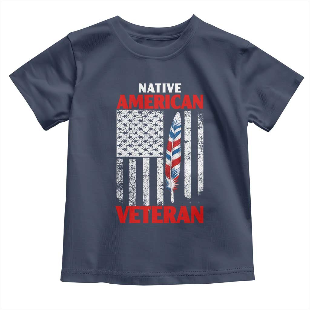 Native American Veteran USA Flag Patriotic Soldier Toddler T Shirt