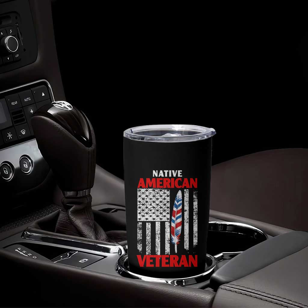 Native American Veteran USA Flag Patriotic Soldier Tumbler Cup