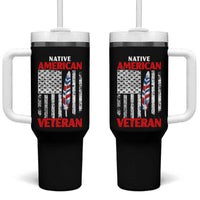 Native American Veteran USA Flag Patriotic Soldier Tumbler With Handle