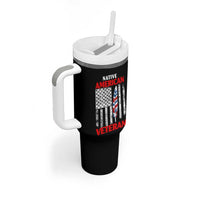 Native American Veteran USA Flag Patriotic Soldier Tumbler With Handle