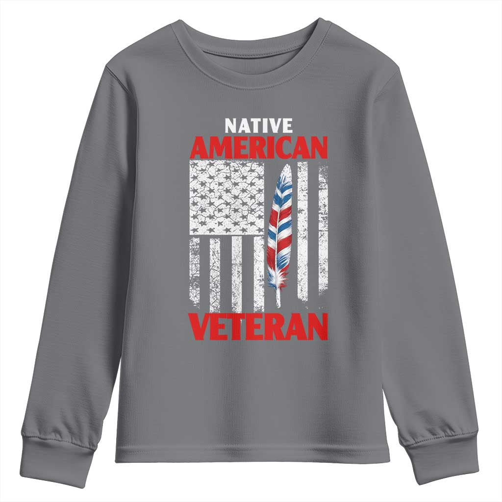 Native American Veteran USA Flag Patriotic Soldier Youth Sweatshirt