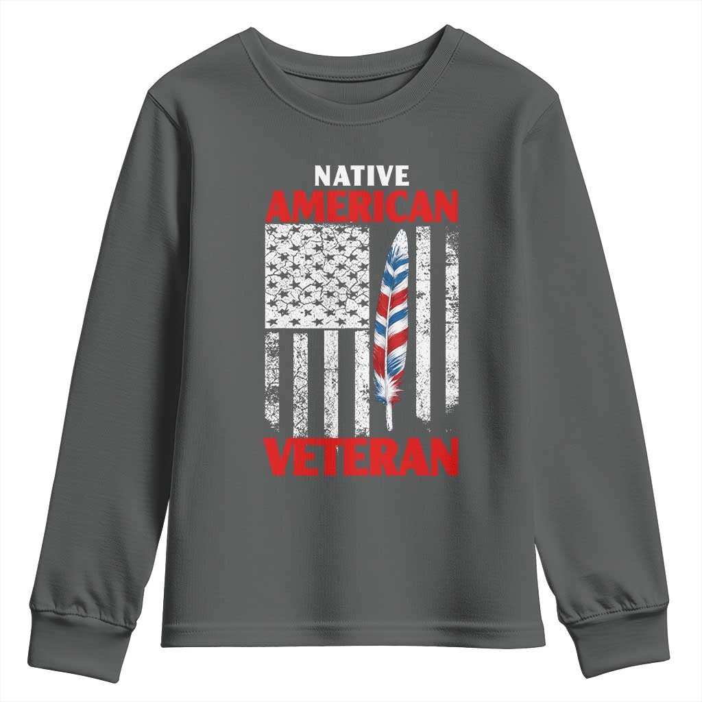 Native American Veteran USA Flag Patriotic Soldier Youth Sweatshirt