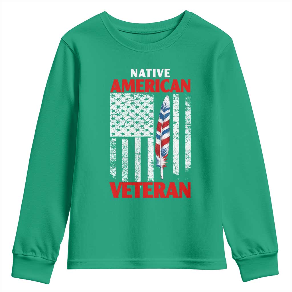 Native American Veteran USA Flag Patriotic Soldier Youth Sweatshirt