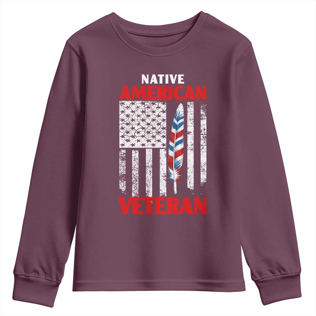 Native American Veteran USA Flag Patriotic Soldier Youth Sweatshirt