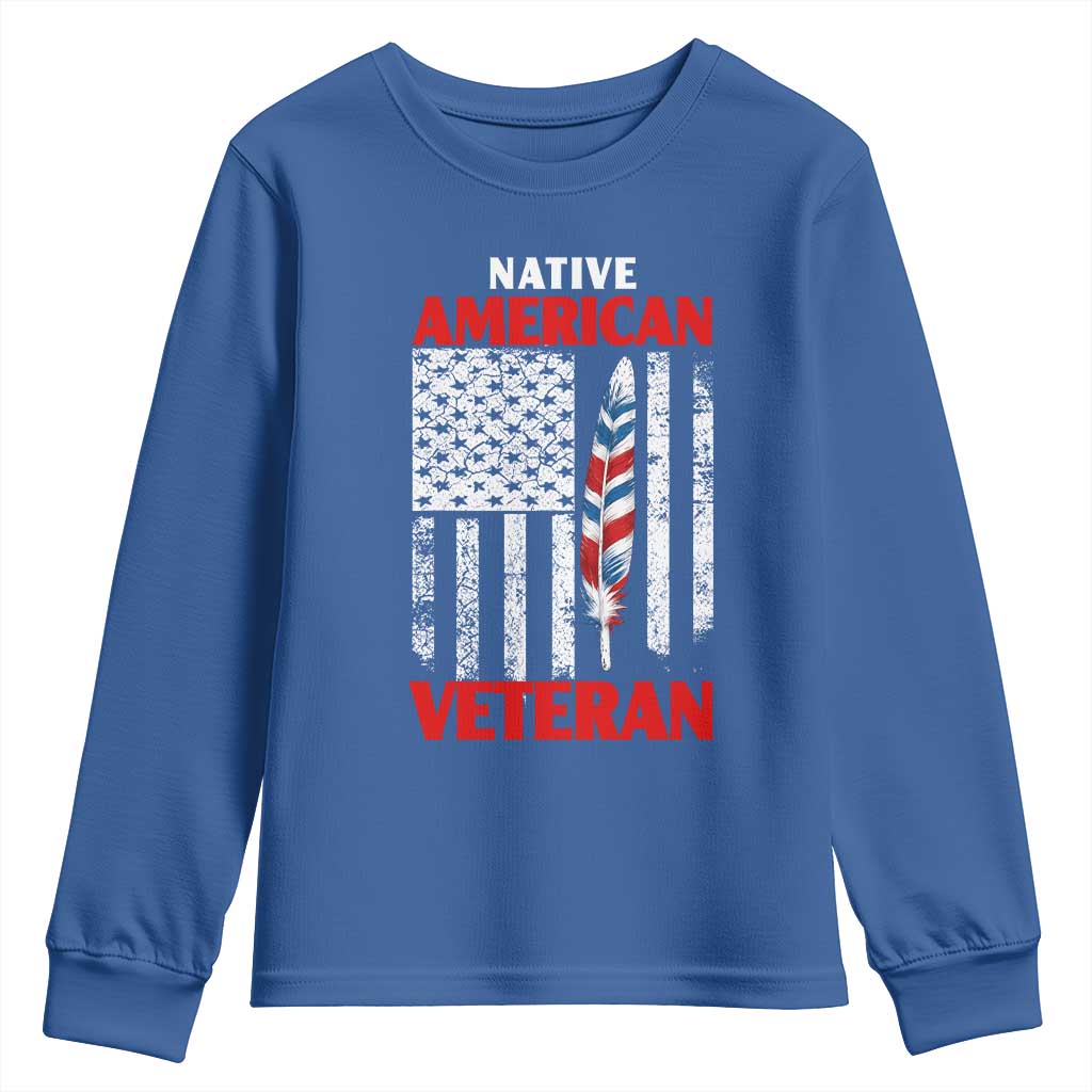 Native American Veteran USA Flag Patriotic Soldier Youth Sweatshirt