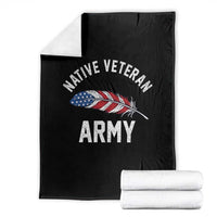 Native American Army Veteran US Flag Indigenous Soldier Throw Blanket