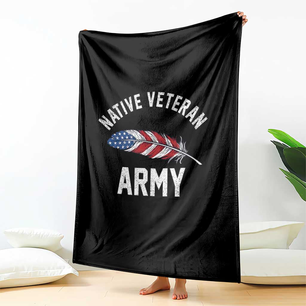 Native American Army Veteran US Flag Indigenous Soldier Throw Blanket