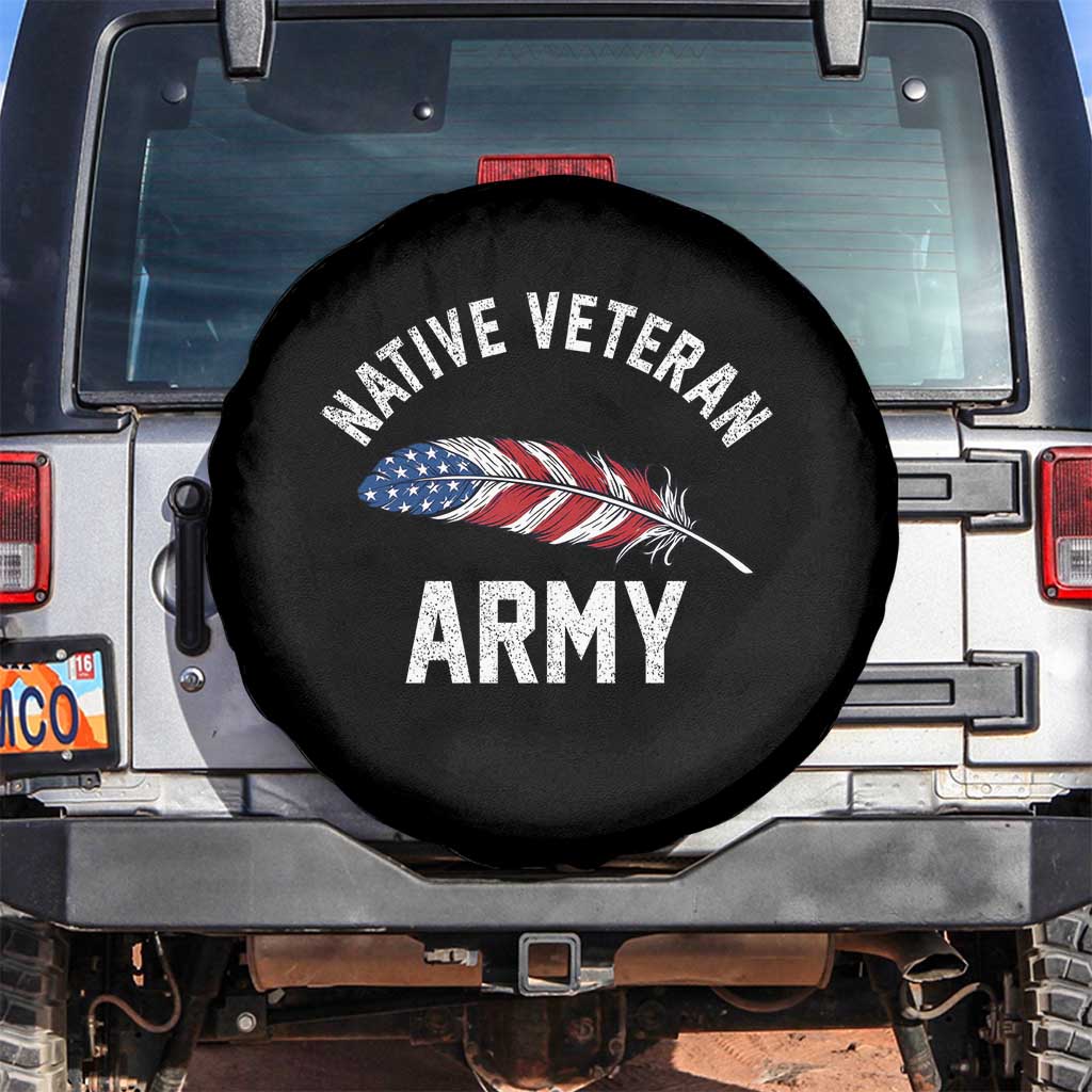 Native American Army Veteran US Flag Indigenous Soldier Spare Tire Cover