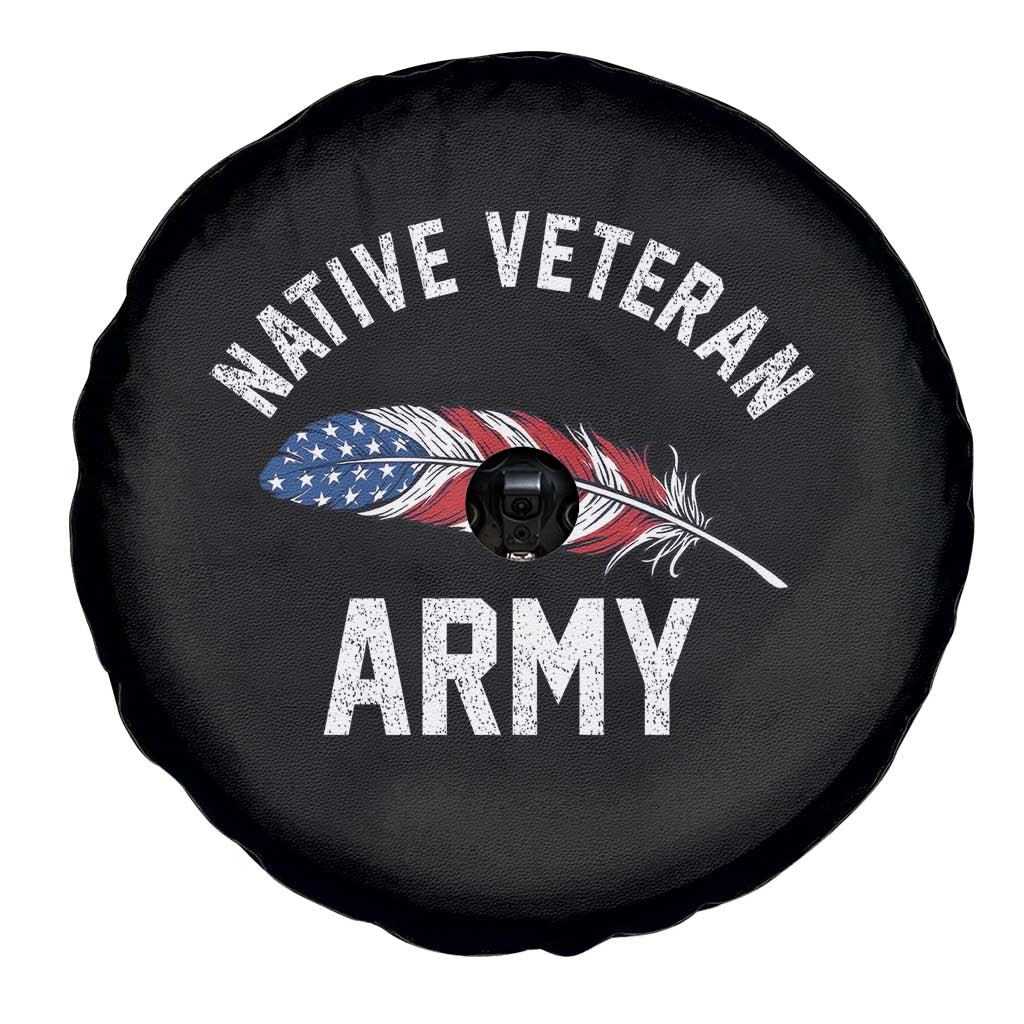 Native American Army Veteran US Flag Indigenous Soldier Spare Tire Cover
