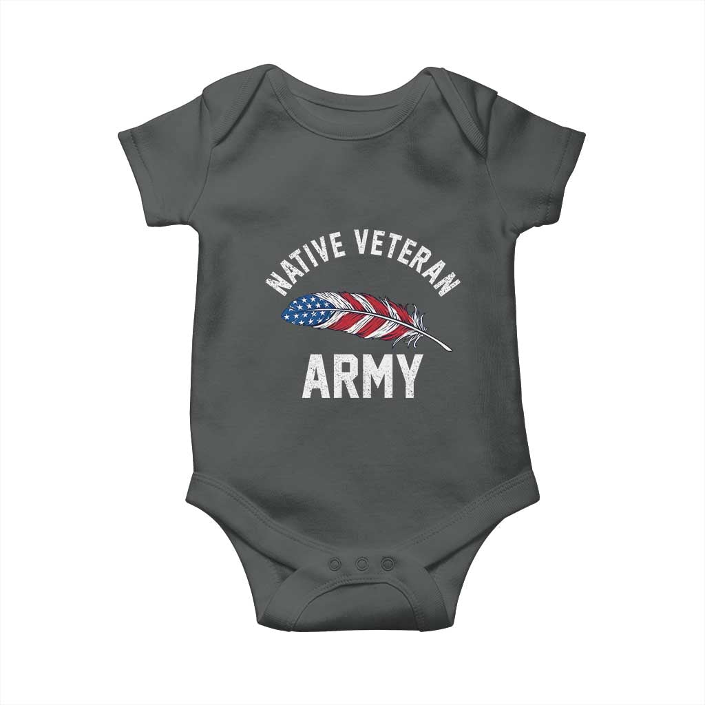 Native American Army Veteran US Flag Indigenous Soldier Baby Onesie