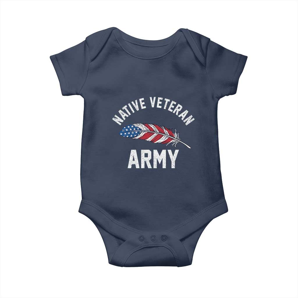 Native American Army Veteran US Flag Indigenous Soldier Baby Onesie