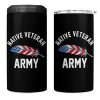 Native American Army Veteran US Flag Indigenous Soldier 4 in 1 Can Cooler Tumbler