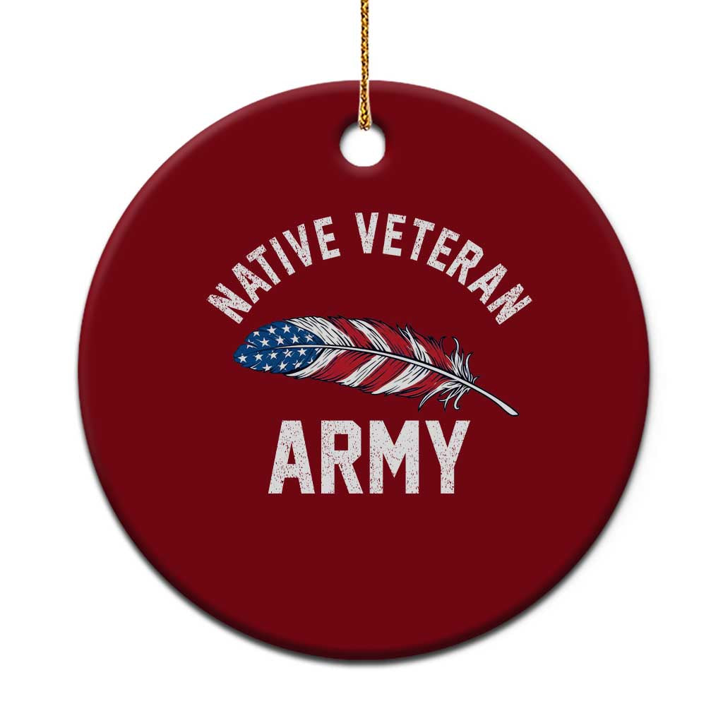Native American Army Veteran US Flag Indigenous Soldier Ceramic Ornament