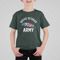 Native American Army Veteran US Flag Indigenous Soldier T Shirt For Kid