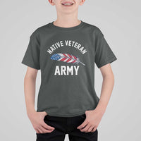 Native American Army Veteran US Flag Indigenous Soldier T Shirt For Kid