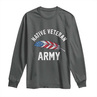 Native American Army Veteran US Flag Indigenous Soldier Long Sleeve Shirt