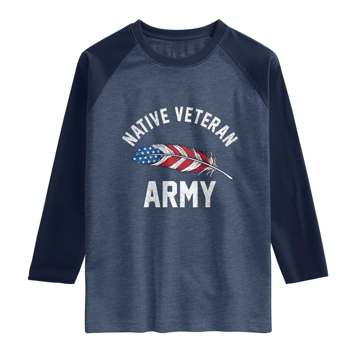 Native American Army Veteran US Flag Indigenous Soldier Raglan Shirt