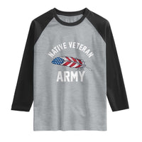 Native American Army Veteran US Flag Indigenous Soldier Raglan Shirt
