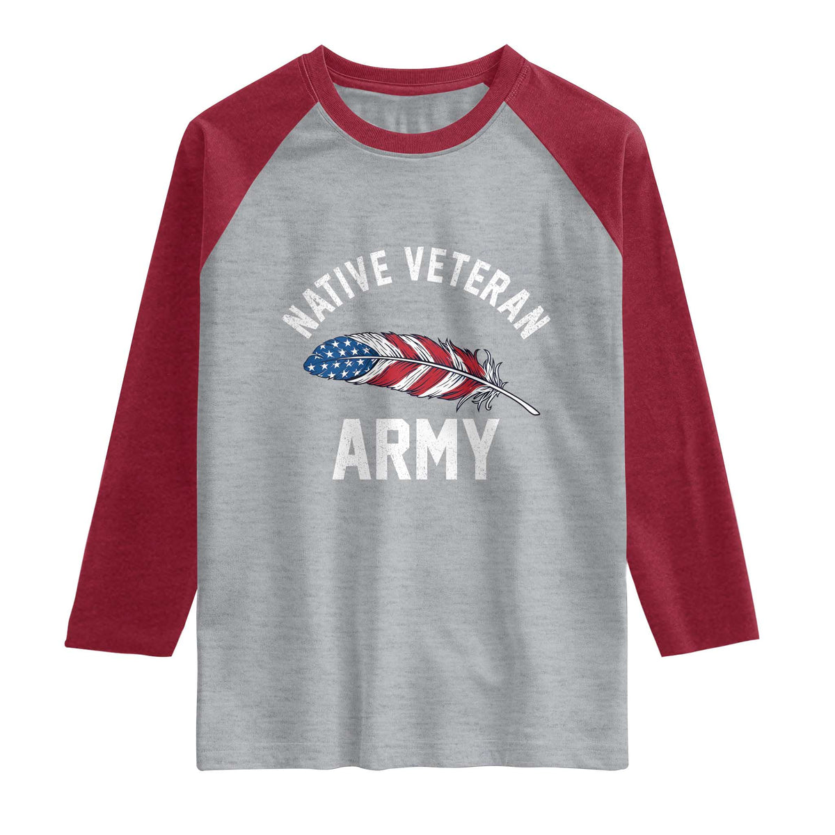 Native American Army Veteran US Flag Indigenous Soldier Raglan Shirt