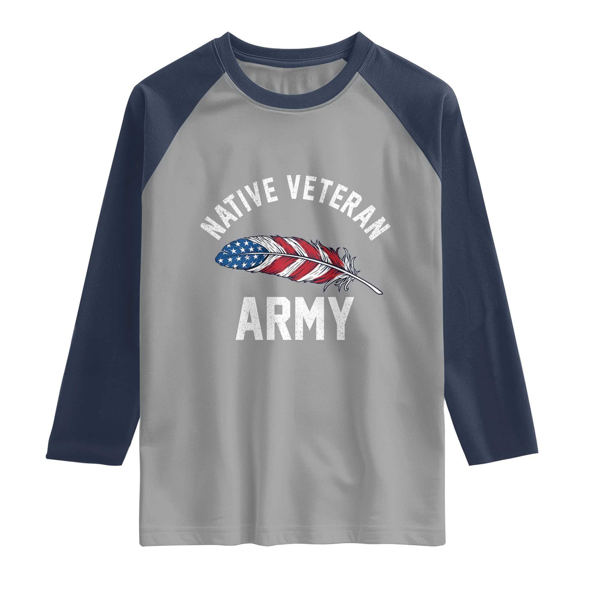 Native American Army Veteran US Flag Indigenous Soldier Raglan Shirt
