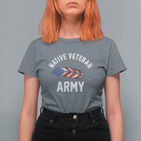 Native American Army Veteran US Flag Indigenous Soldier T Shirt For Women
