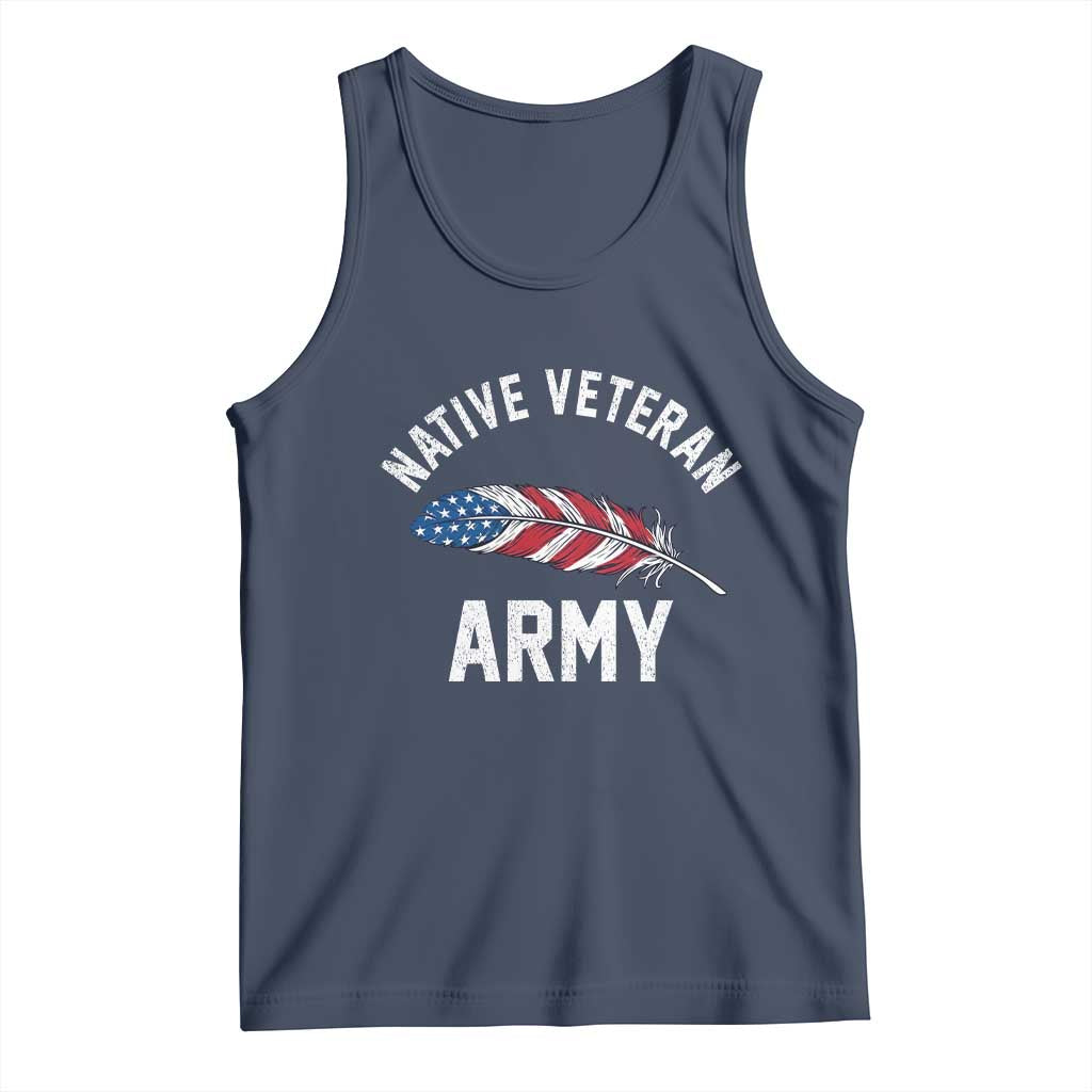 Native American Army Veteran US Flag Indigenous Soldier Tank Top