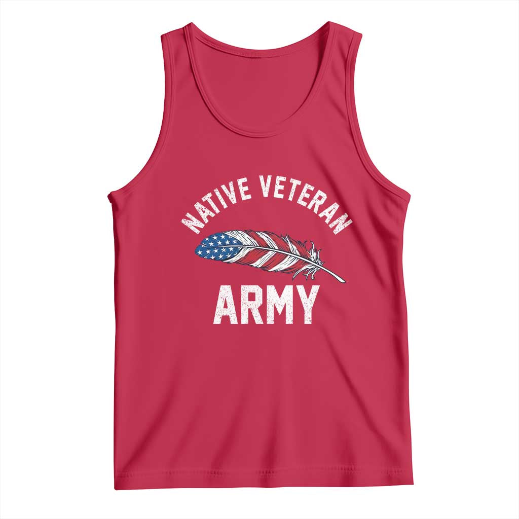 Native American Army Veteran US Flag Indigenous Soldier Tank Top
