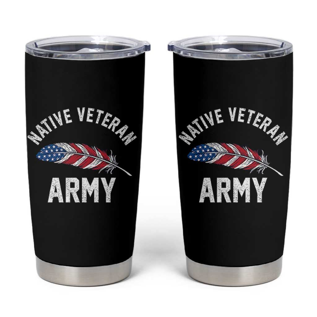 Native American Army Veteran US Flag Indigenous Soldier Tumbler Cup