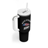 Native American Army Veteran US Flag Indigenous Soldier Tumbler With Handle