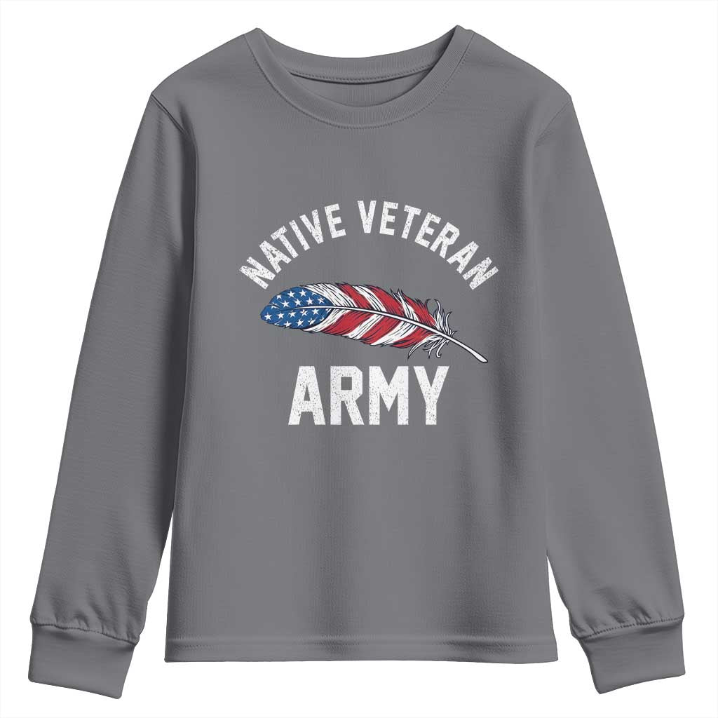 Native American Army Veteran US Flag Indigenous Soldier Youth Sweatshirt