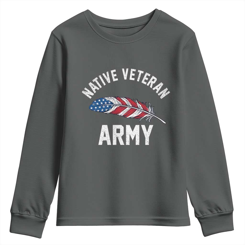 Native American Army Veteran US Flag Indigenous Soldier Youth Sweatshirt