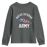 Native American Army Veteran US Flag Indigenous Soldier Youth Sweatshirt