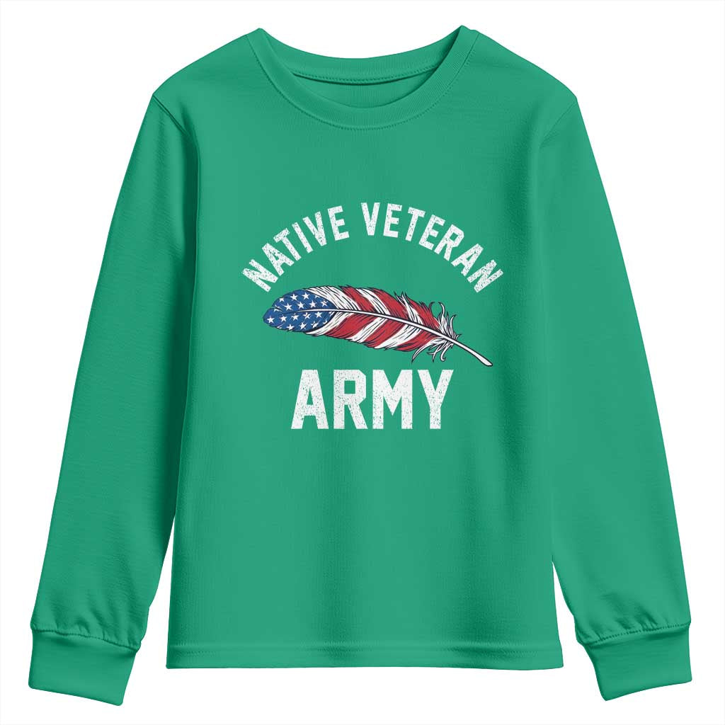 Native American Army Veteran US Flag Indigenous Soldier Youth Sweatshirt