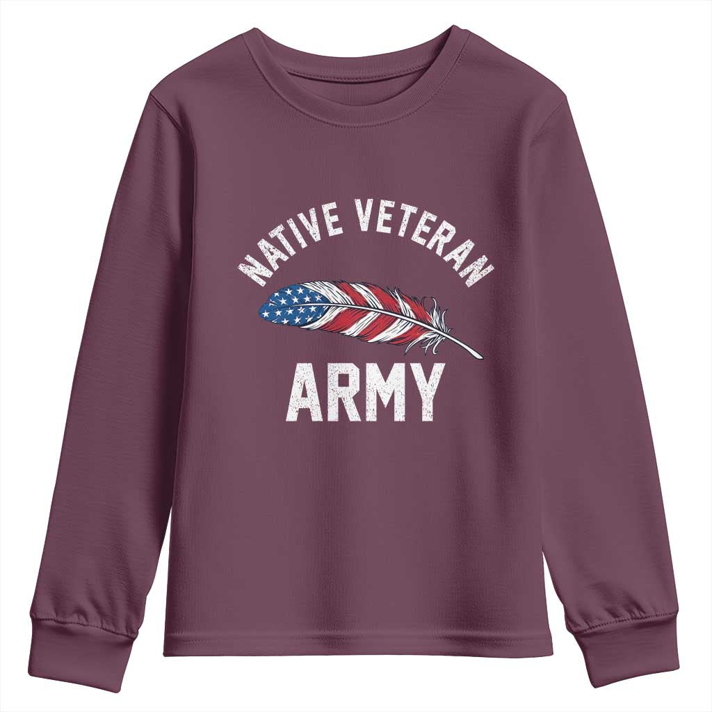 Native American Army Veteran US Flag Indigenous Soldier Youth Sweatshirt