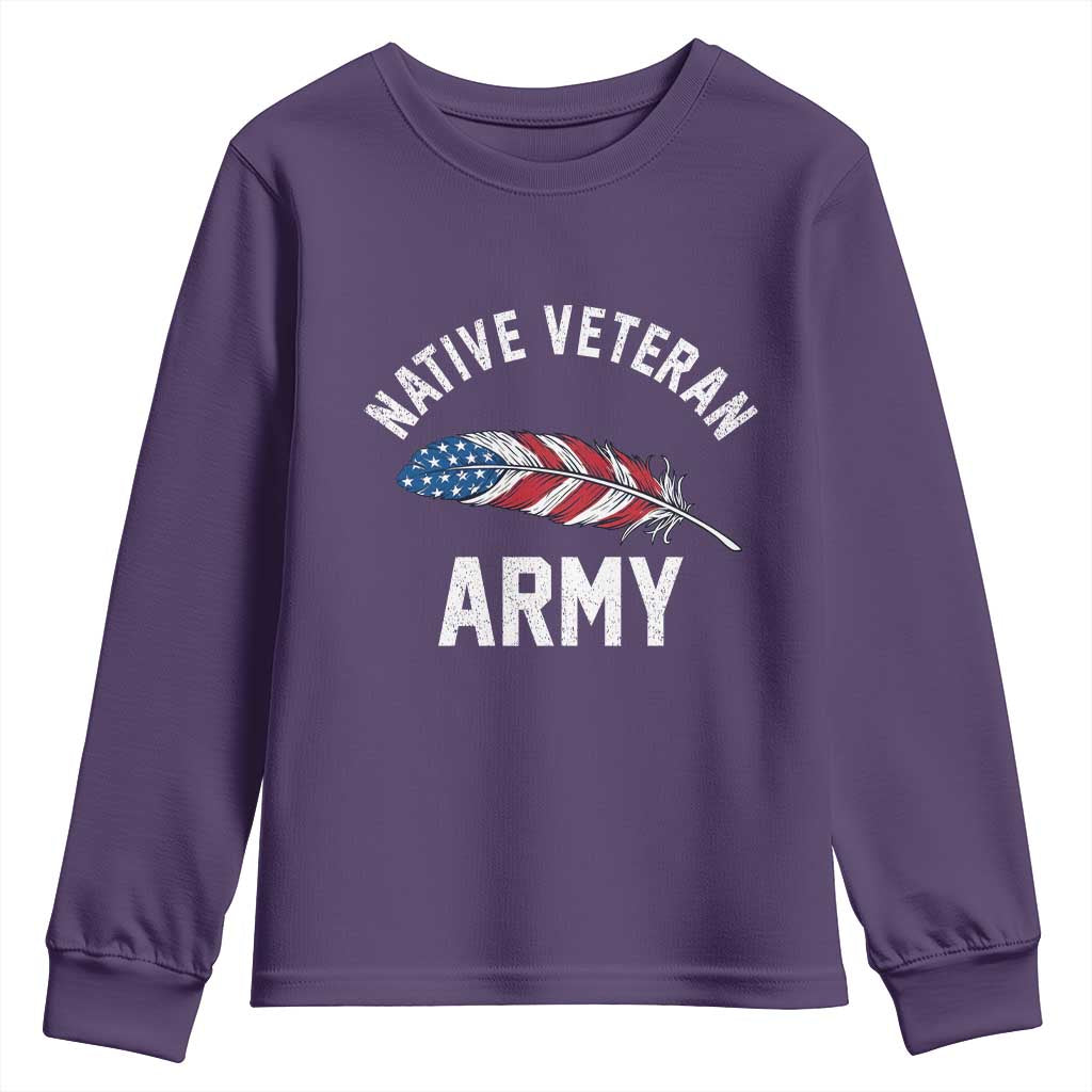 Native American Army Veteran US Flag Indigenous Soldier Youth Sweatshirt