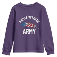 Native American Army Veteran US Flag Indigenous Soldier Youth Sweatshirt