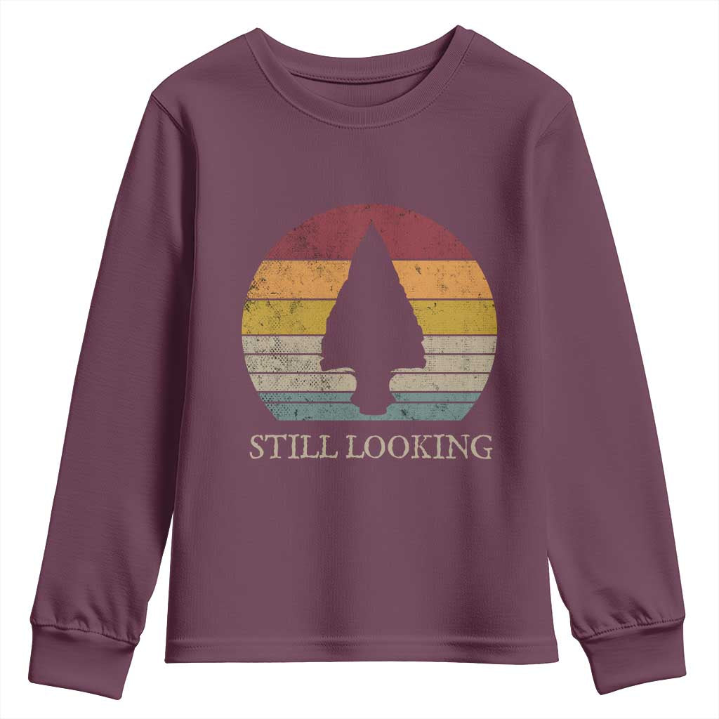 Arrowhead Hunter Native American Youth Sweatshirt Ancient Artifacts Relic Hunting Vintage Sunset