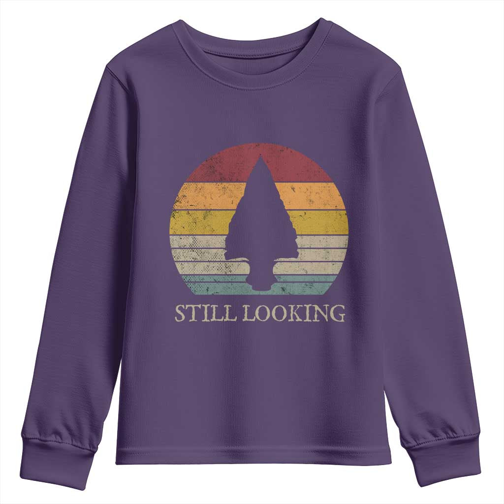 Arrowhead Hunter Native American Youth Sweatshirt Ancient Artifacts Relic Hunting Vintage Sunset