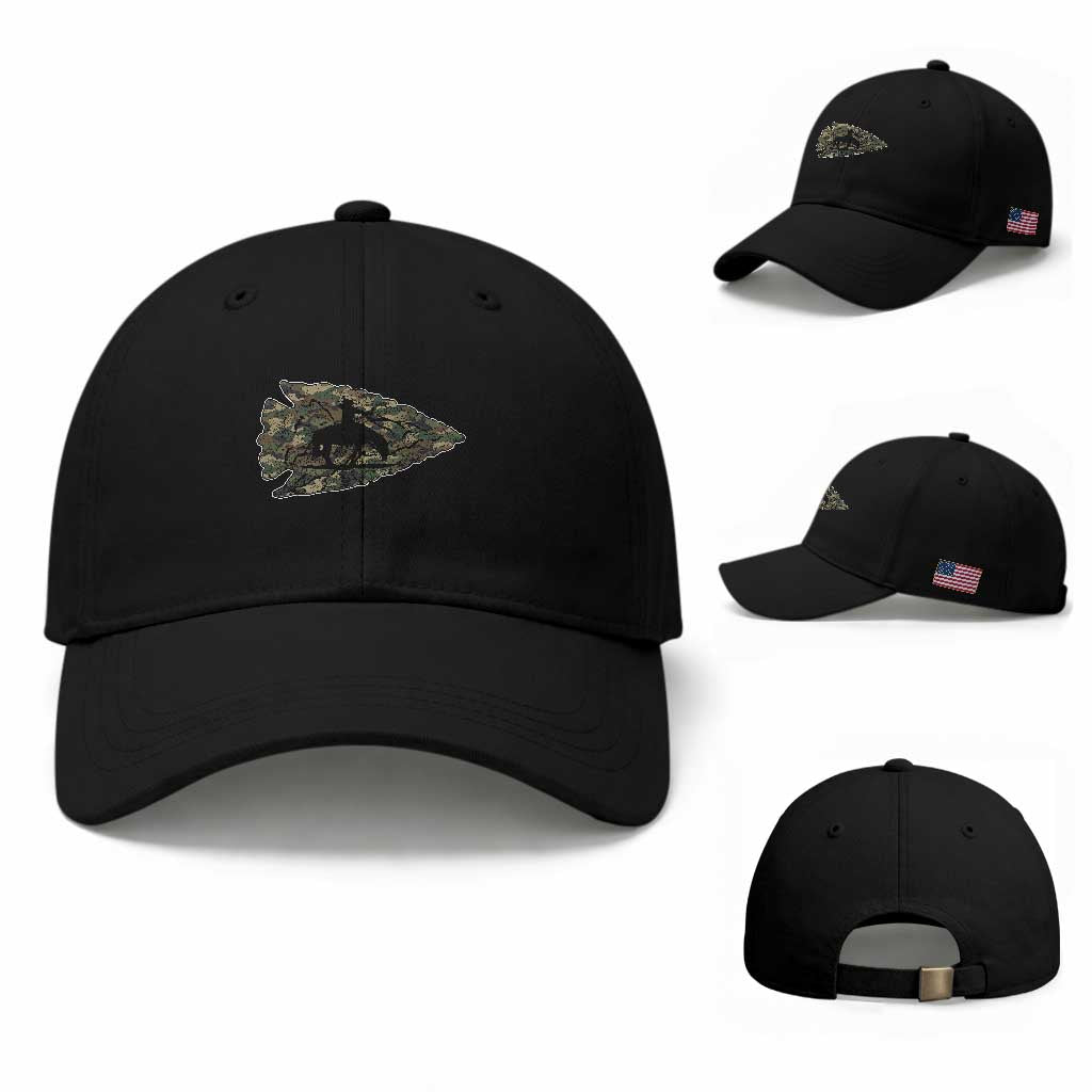 Arrowhead Hunter Native American Camouflage USA Flag Baseball Cap