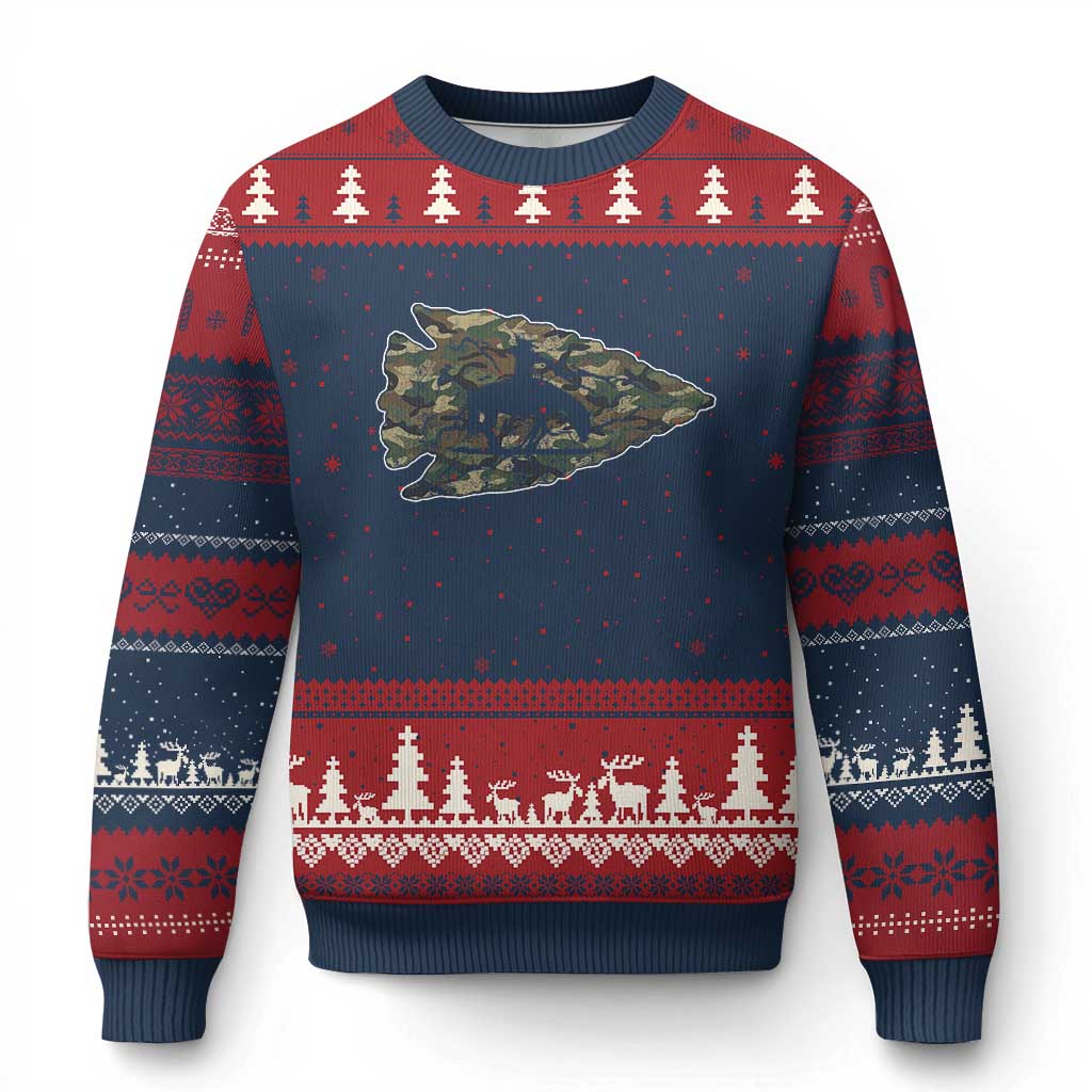 Arrowhead Hunter Native American Camouflage USA Flag Ugly Christmas Sweater