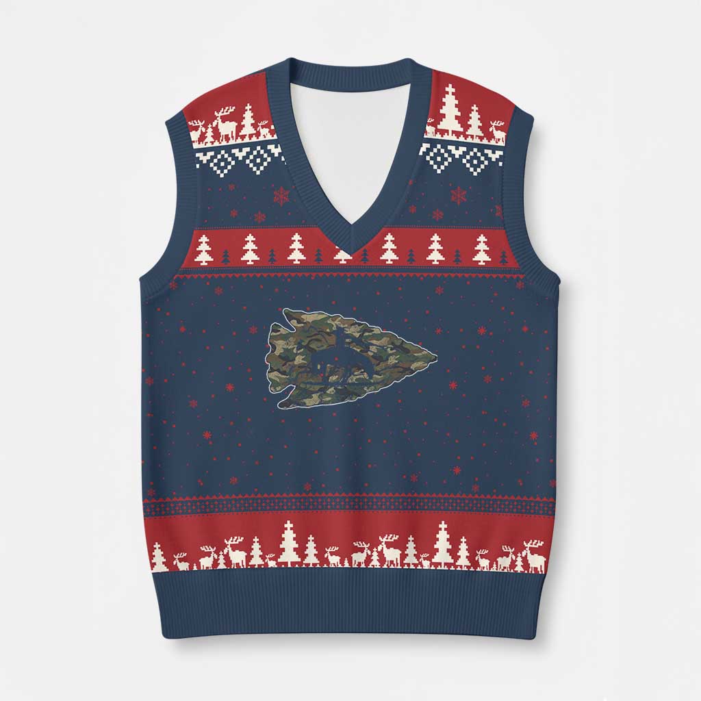 Arrowhead Hunter Native American Camouflage USA Flag V-Neck Knit Sweater Vest