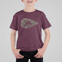 Arrowhead Hunter Native American Camouflage USA Flag T Shirt For Kid