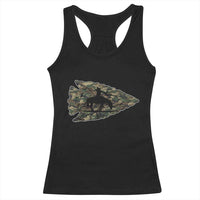 Arrowhead Hunter Native American Camouflage USA Flag Racerback Tank Top