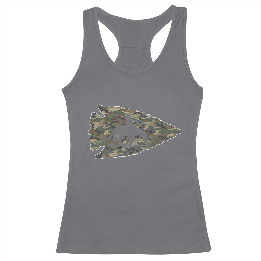 Arrowhead Hunter Native American Camouflage USA Flag Racerback Tank Top