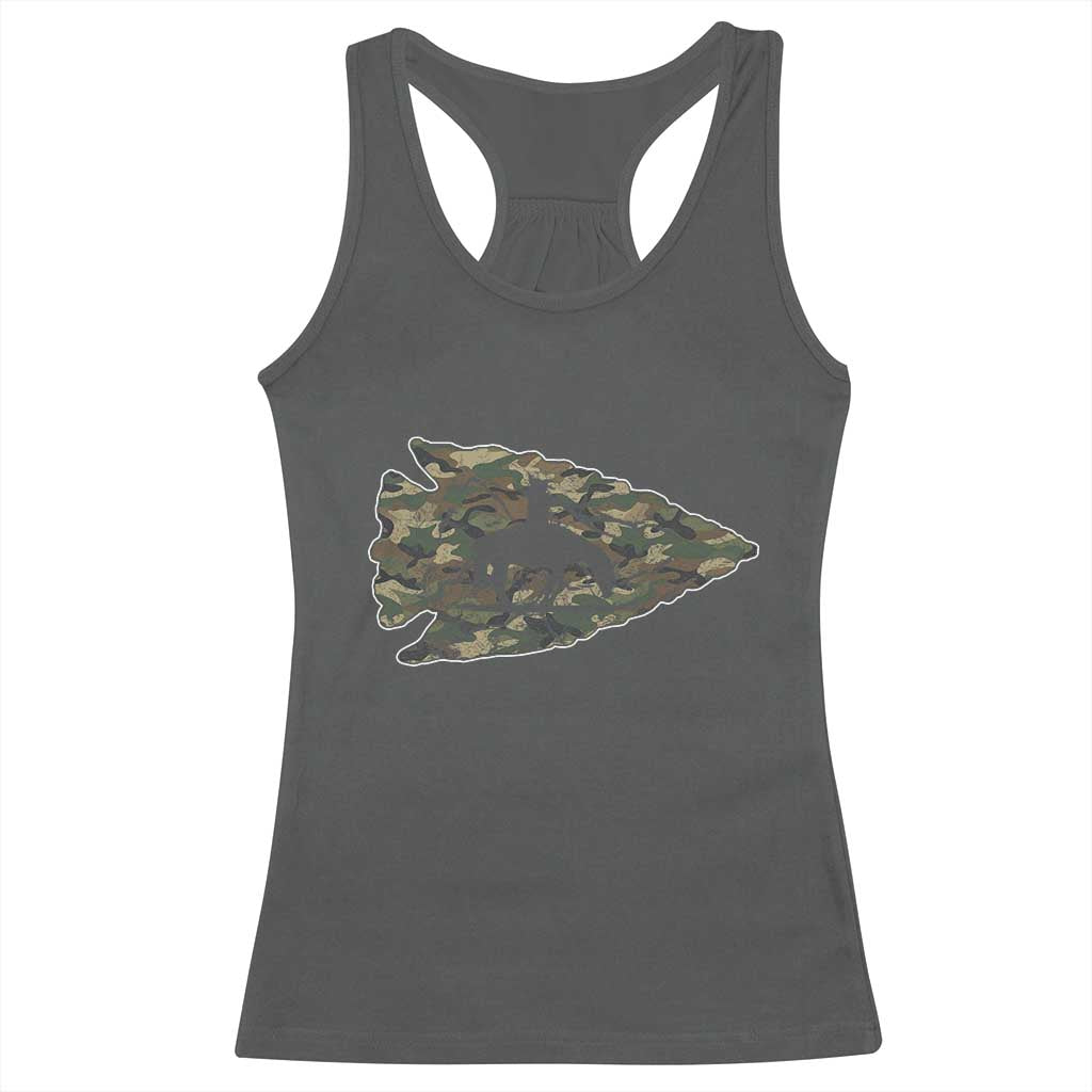 Arrowhead Hunter Native American Camouflage USA Flag Racerback Tank Top